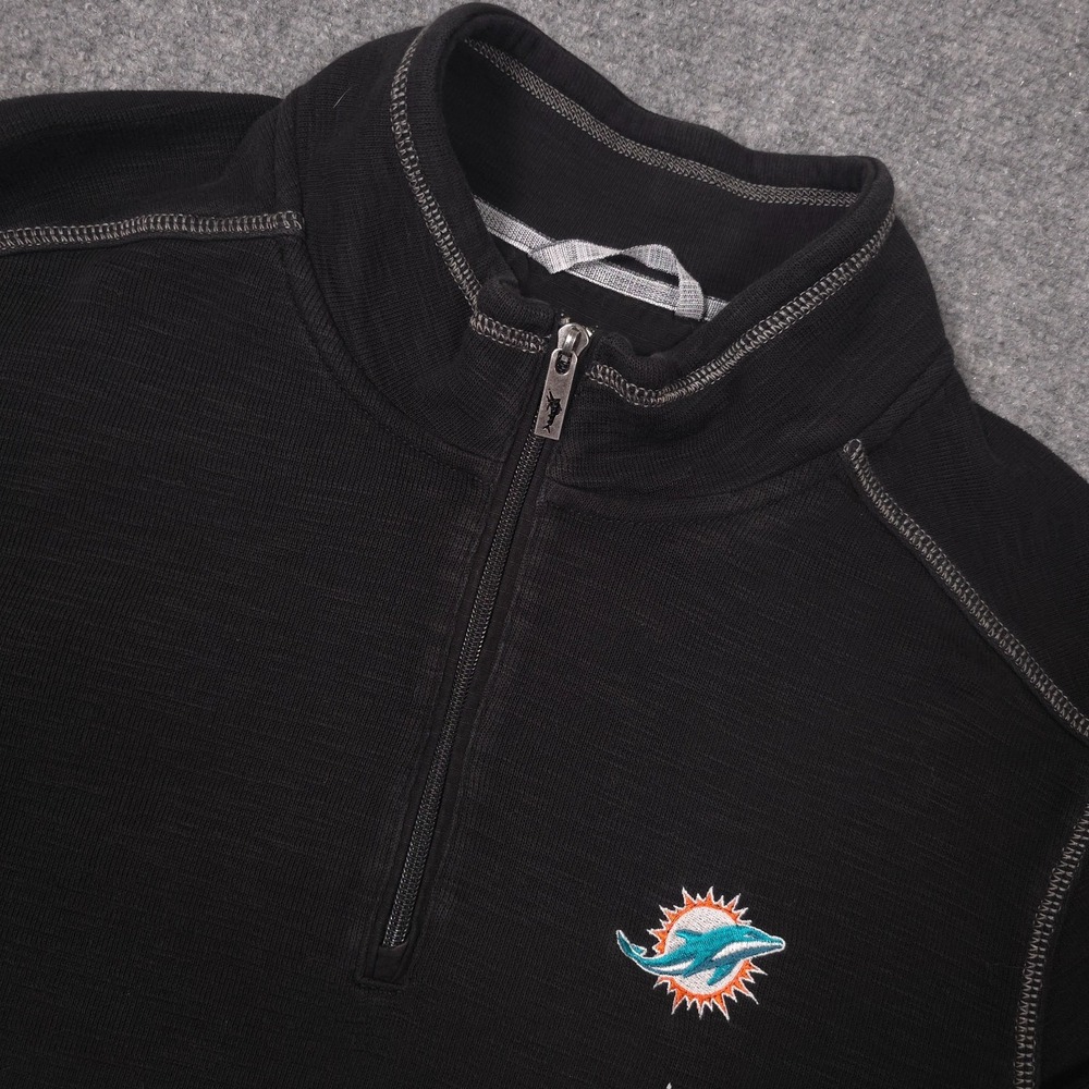 Tommy Bahama Miami Dolphins Sweater Mens 2XL Black Pullover 1/4 Zip NFL